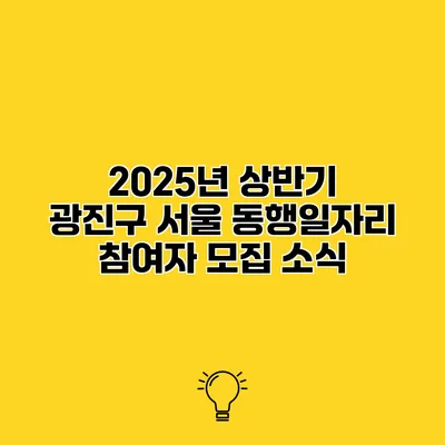 2025년 상반기 광진구 서울 동행일자리 참여자 모집 소식