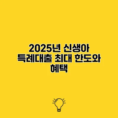2025년 신생아 특례대출 최대 한도와 혜택