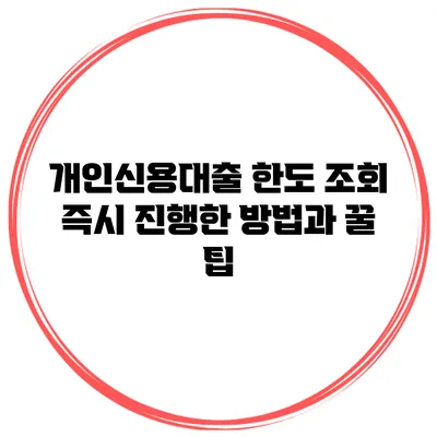 개인신용대출 한도 조회 즉시 진행한 방법과 꿀 팁