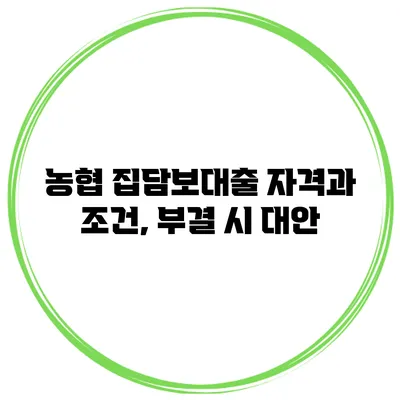 농협 집담보대출 자격과 조건, 부결 시 대안