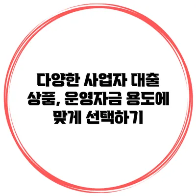 다양한 사업자 대출 상품, 운영자금 용도에 맞게 선택하기