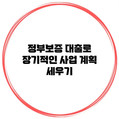 정부보증 대출로 장기적인 사업 계획 세우기