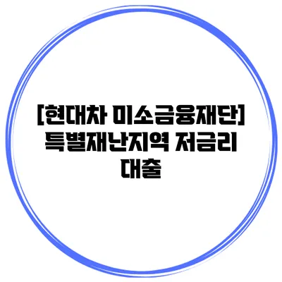 [현대차 미소금융재단] 특별재난지역 저금리 대출
